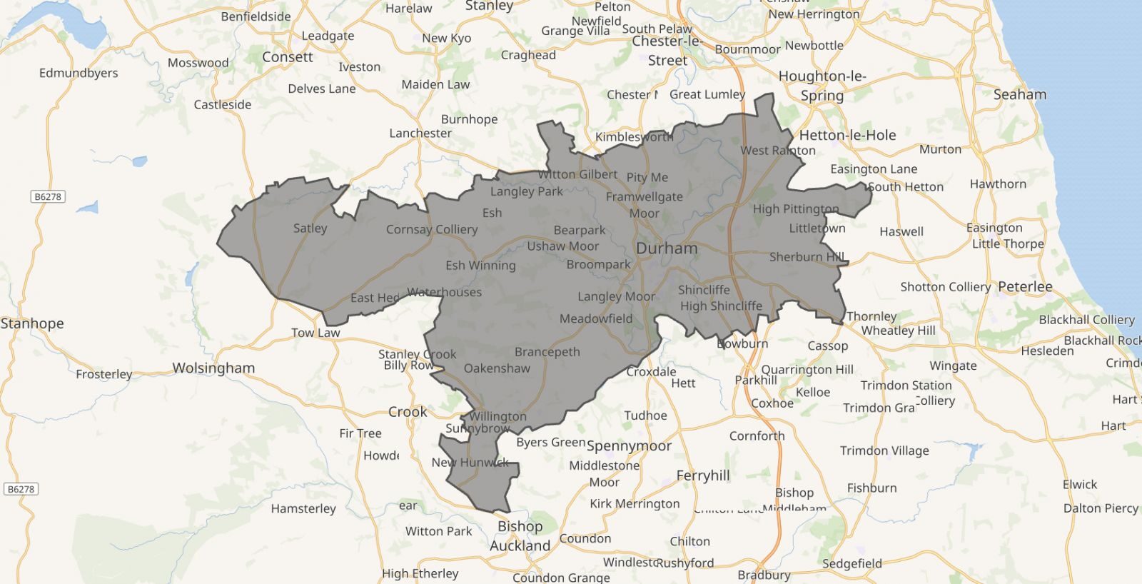 A map of the City of Durham constituency.